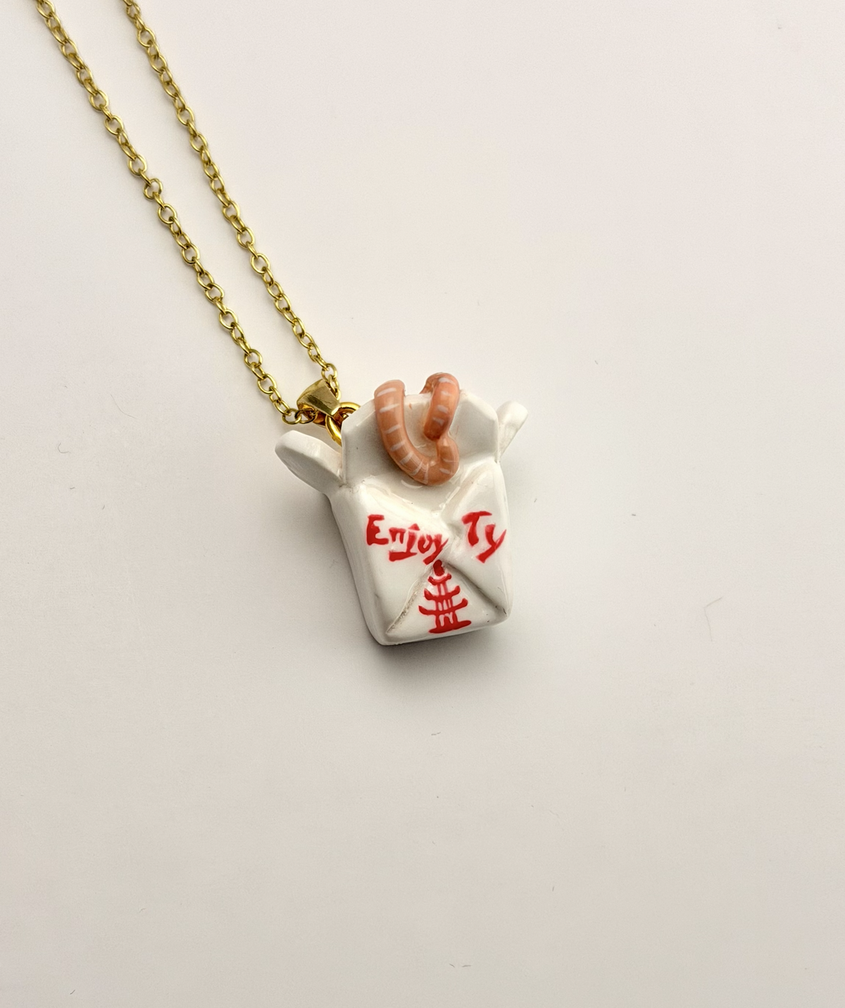"They're Just Noodles, Michael" Handmade Takeout Box Charm Necklace