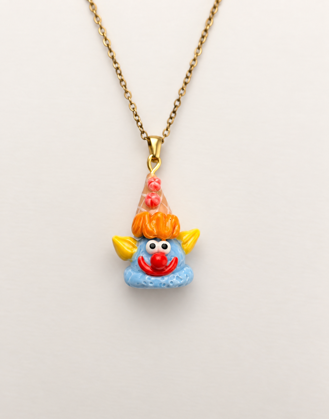 Alfie Ice Cream Cone Clown Charm Necklace