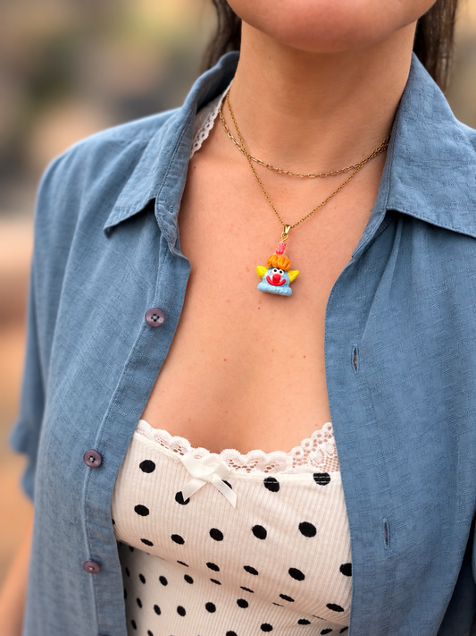 Alfie Ice Cream Cone Clown Charm Necklace