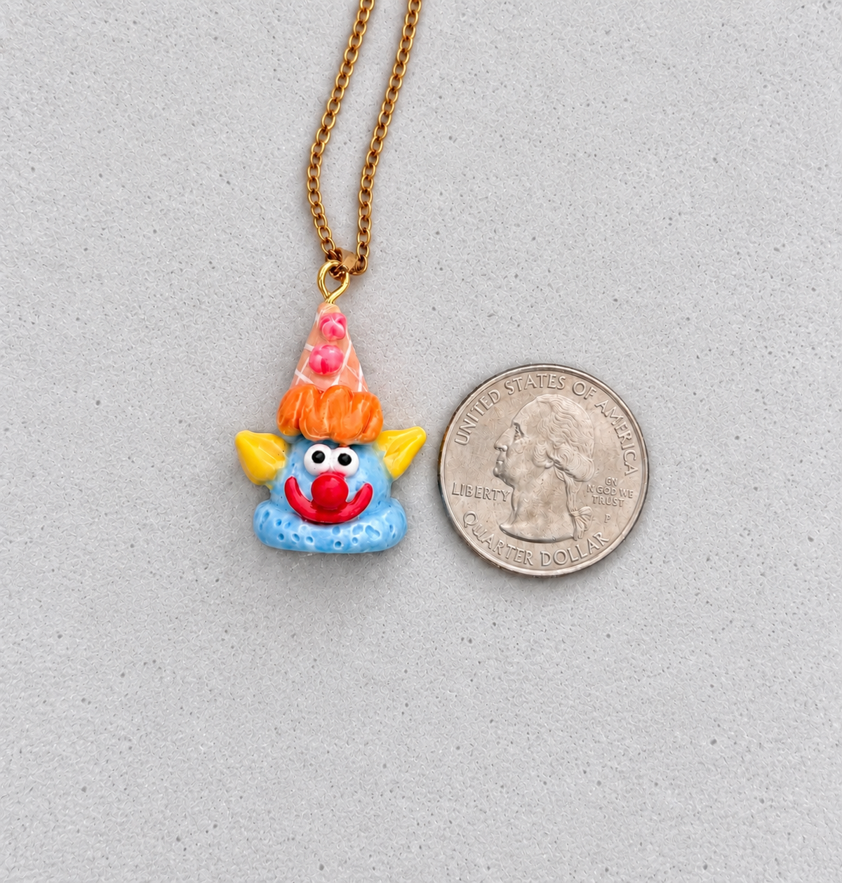 Alfie Ice Cream Cone Clown Charm Necklace