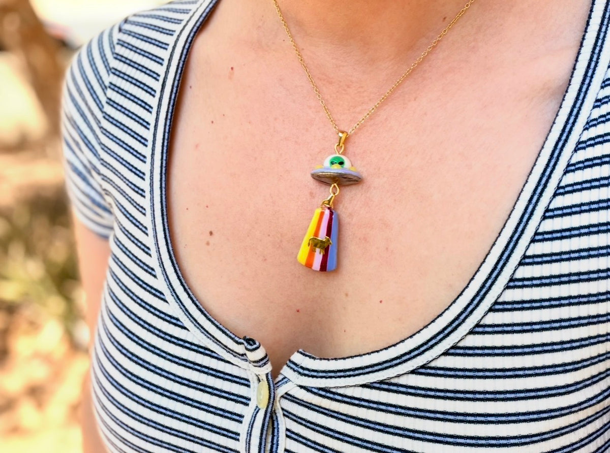 "Beam me up"- Bessie the Cow Charm Necklace