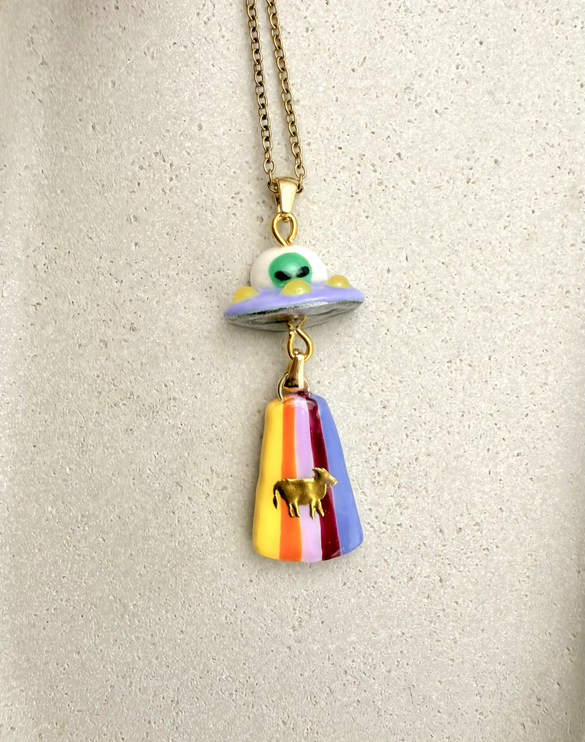 "Beam me up"- Bessie the Cow Charm Necklace