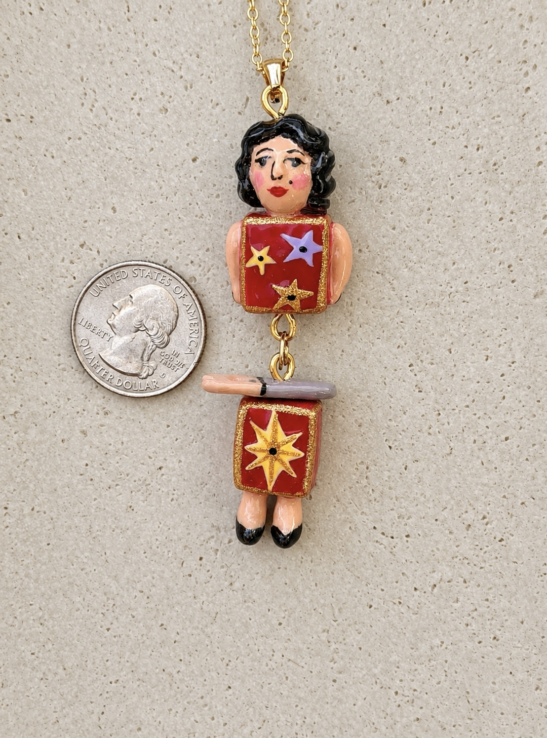 Francine, The Sawed-in-Half Lady- Vintage Style Carnival Necklace