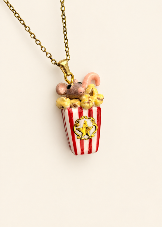 Pip the Carnival Popcorn Rat Charm Necklace