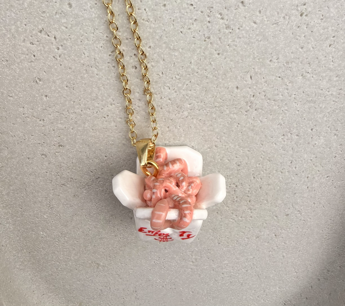 "They're Just Noodles, Michael" Handmade Takeout Box Charm Necklace