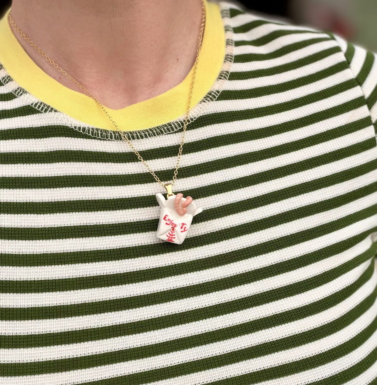 "They're Just Noodles, Michael" Handmade Takeout Box Charm Necklace