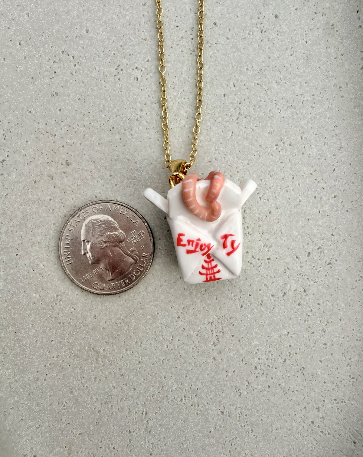 "They're Just Noodles, Michael" Handmade Takeout Box Charm Necklace