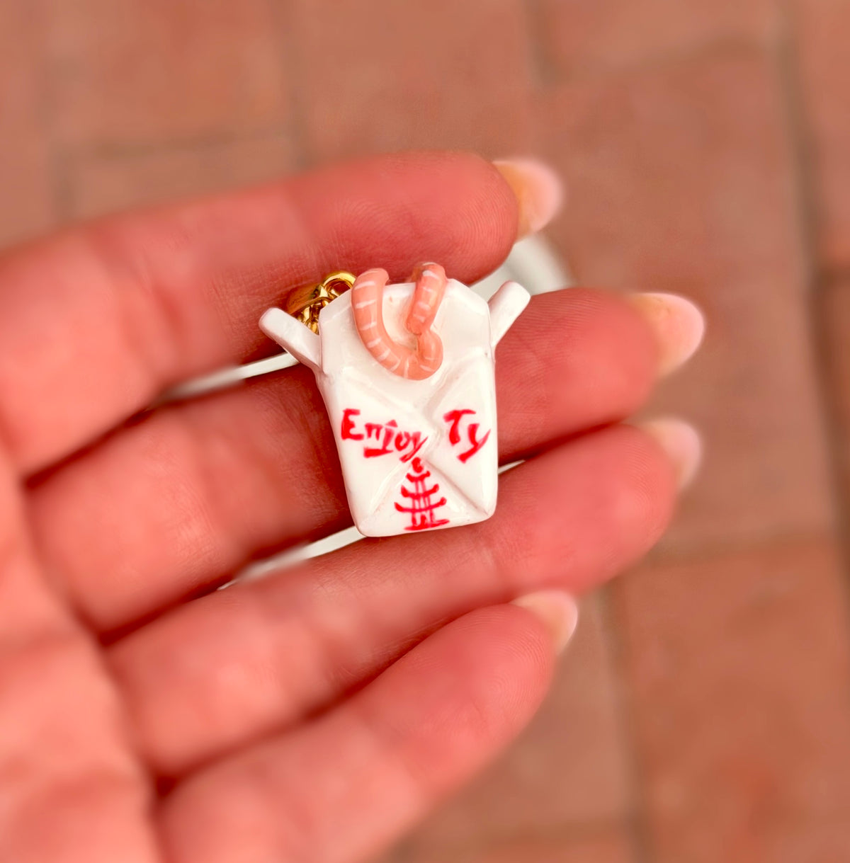 "They're Just Noodles, Michael" Handmade Takeout Box Charm Necklace