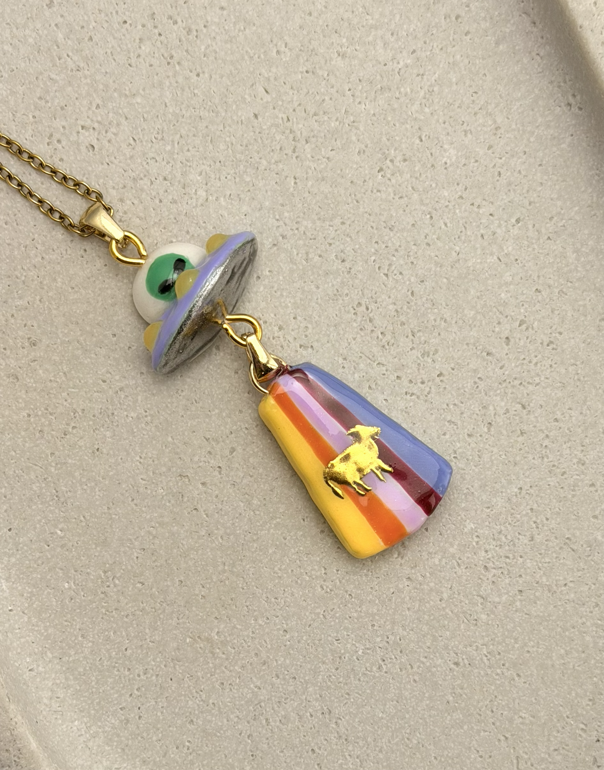 "Beam me up"- Bessie the Cow Charm Necklace